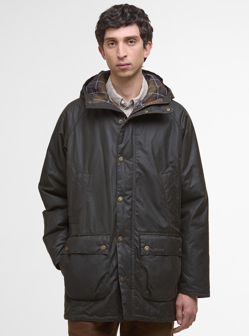 Barbour Bedale Waxed Parka - Olive 