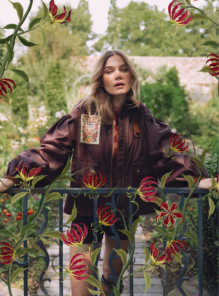 Barbour X Farm Rio Thais Wax Jacket - Bordeaux