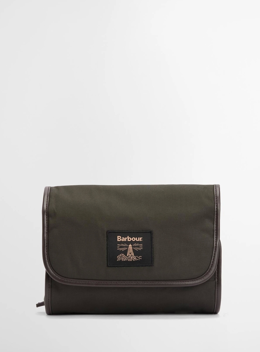 Barbour Waxed Hanging Washbag - Olive 