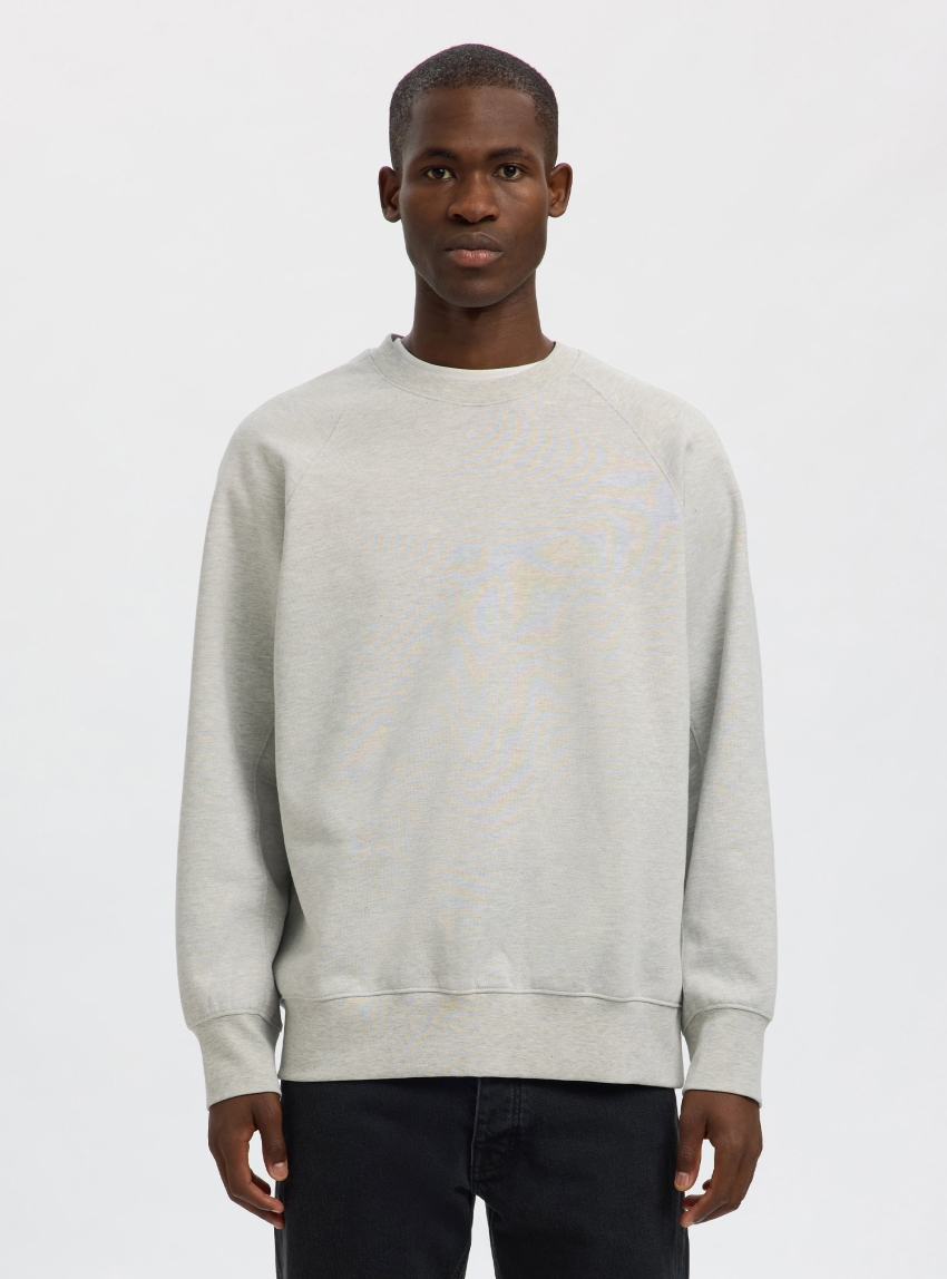 Selected Relaxaron Raglan Sweater - Light Grey Melange