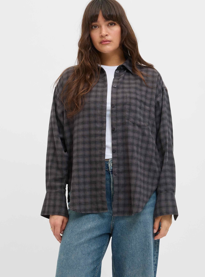 JJXX Jamie Flannel Loose Shirt - Grey