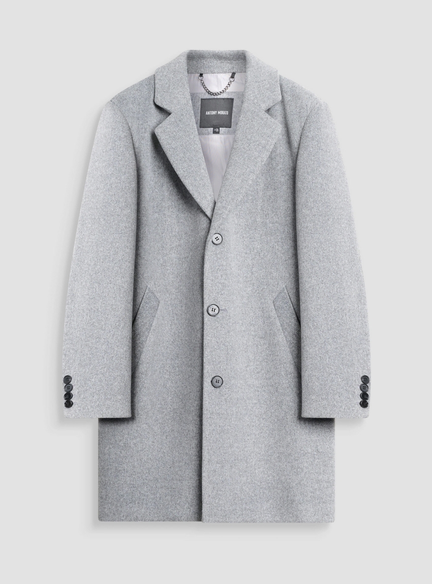 Antony Morato Mathias Regular Fit In Wool Viscose Blend Coat - Medium Grey Melange