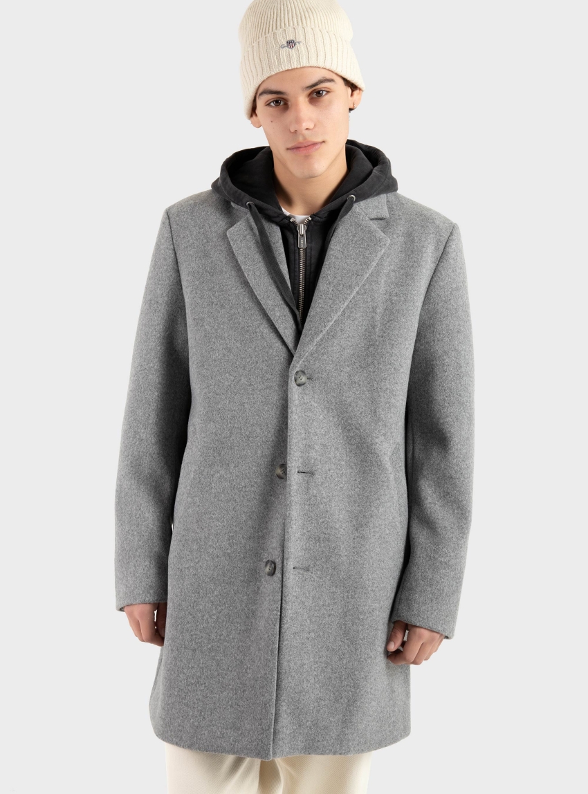 Antony Morato Mathias Regular Fit In Wool Viscose Blend Coat - Medium Grey Melange