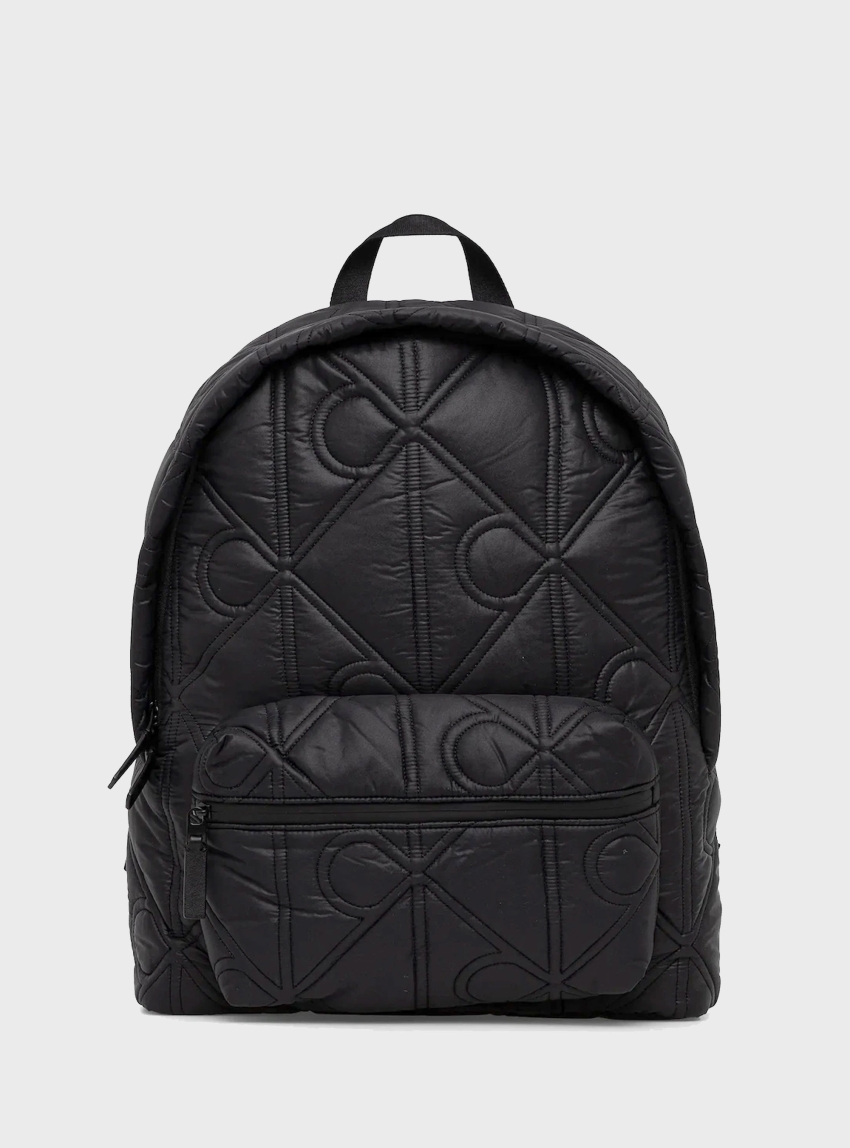 Calvin Klein Puffer Monogram Logo Backpack - Black
