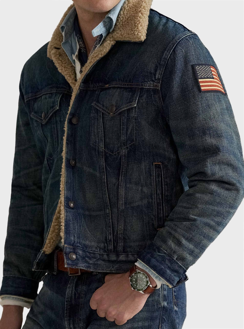 Polo Ralph Lauren Fleece-Lined Denim Trucker Jacket - Dark Aged Denim
