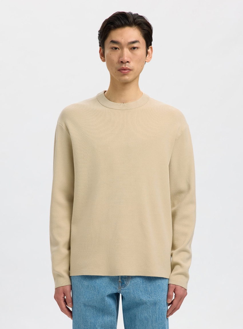 Selected Teller Relaxed Crew Neck Knit - Ecru