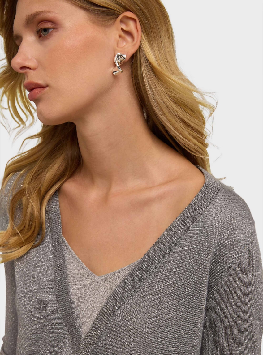 Motivi Lurex jumper with inserts - Grey