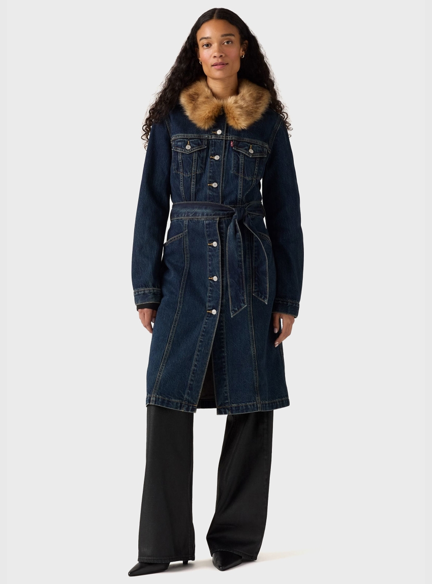 Levi's Longline Fur Trucker Jacket - Denim