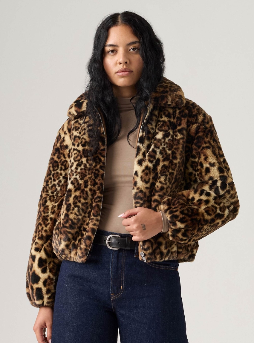 Levi's Elle Sherpa Jacket - Leopard Print