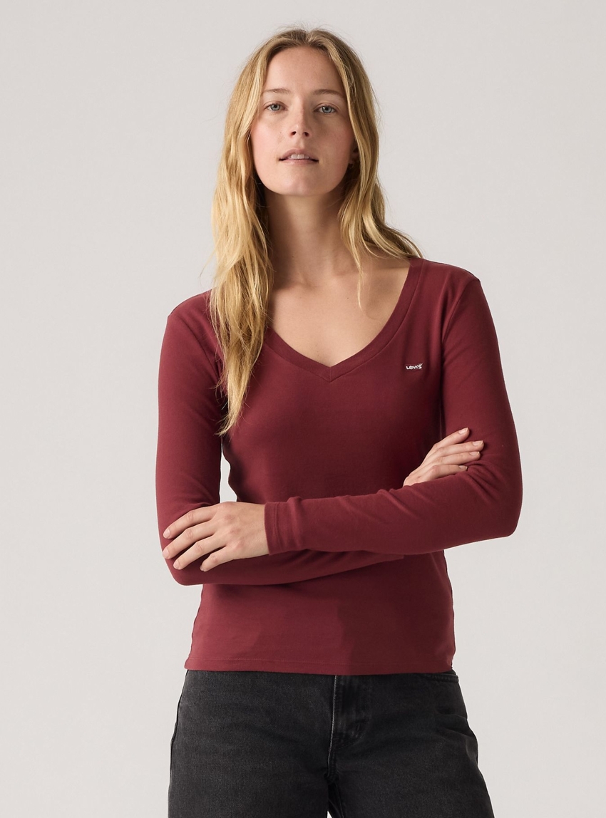Levi's Essential Housemark Long-sleeve Tee - Bordeaux