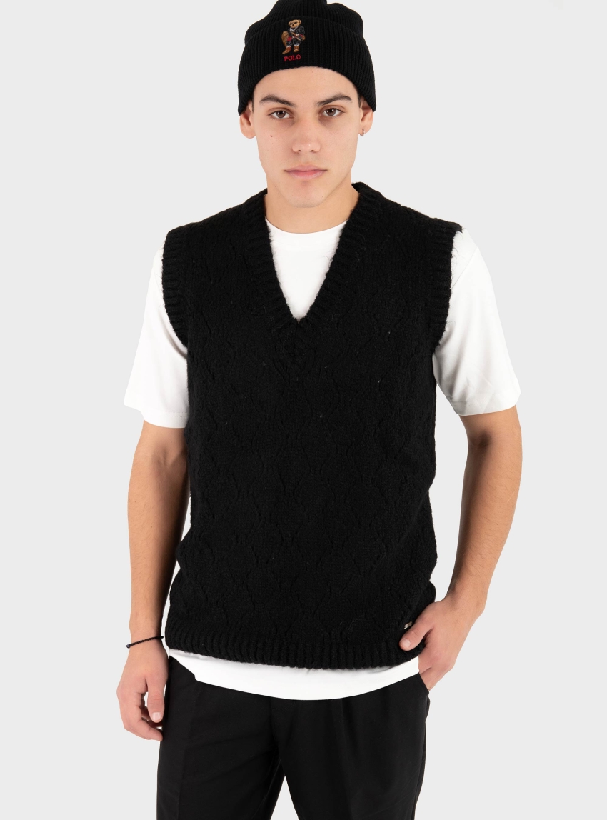 Gianni Lupo Knitted Vest - Black