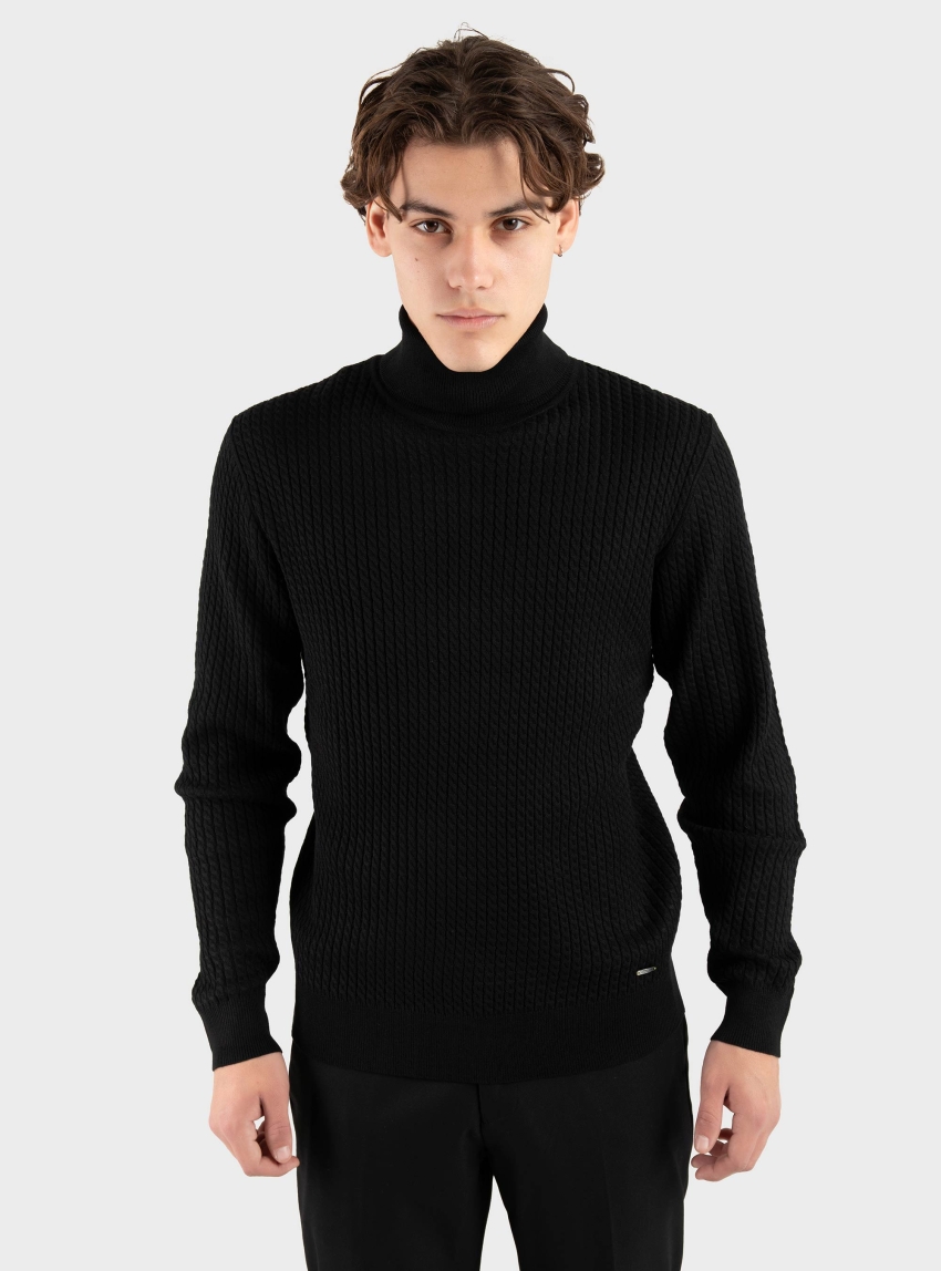 Gianni Lupo Rollneck Knit - Black