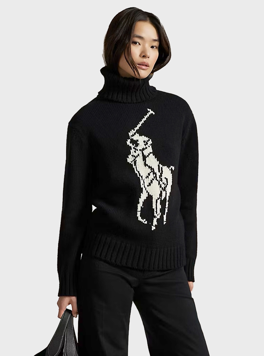 Polo Ralph Lauren Big Pony Wool Rollneck Jumper - Black