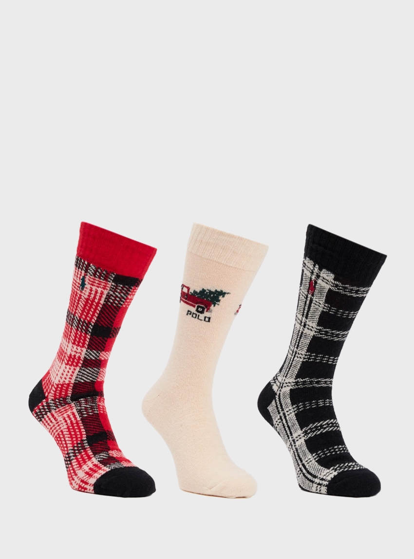 Polo Ralph Lauren Plaid Trouser Sock 3-Pack Gift Set - Multi Colors