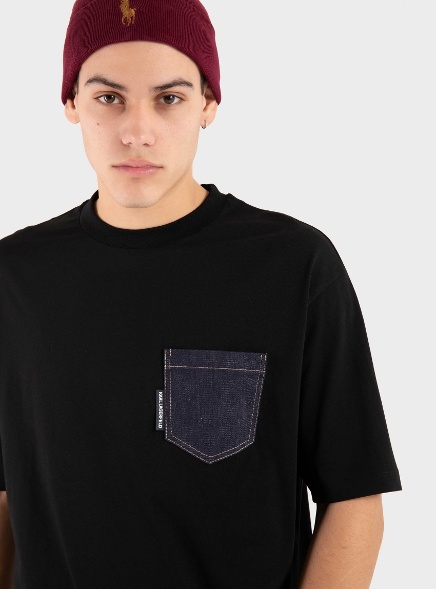 Karl Lagerfeld Denim Pocket T-Shirt - Black