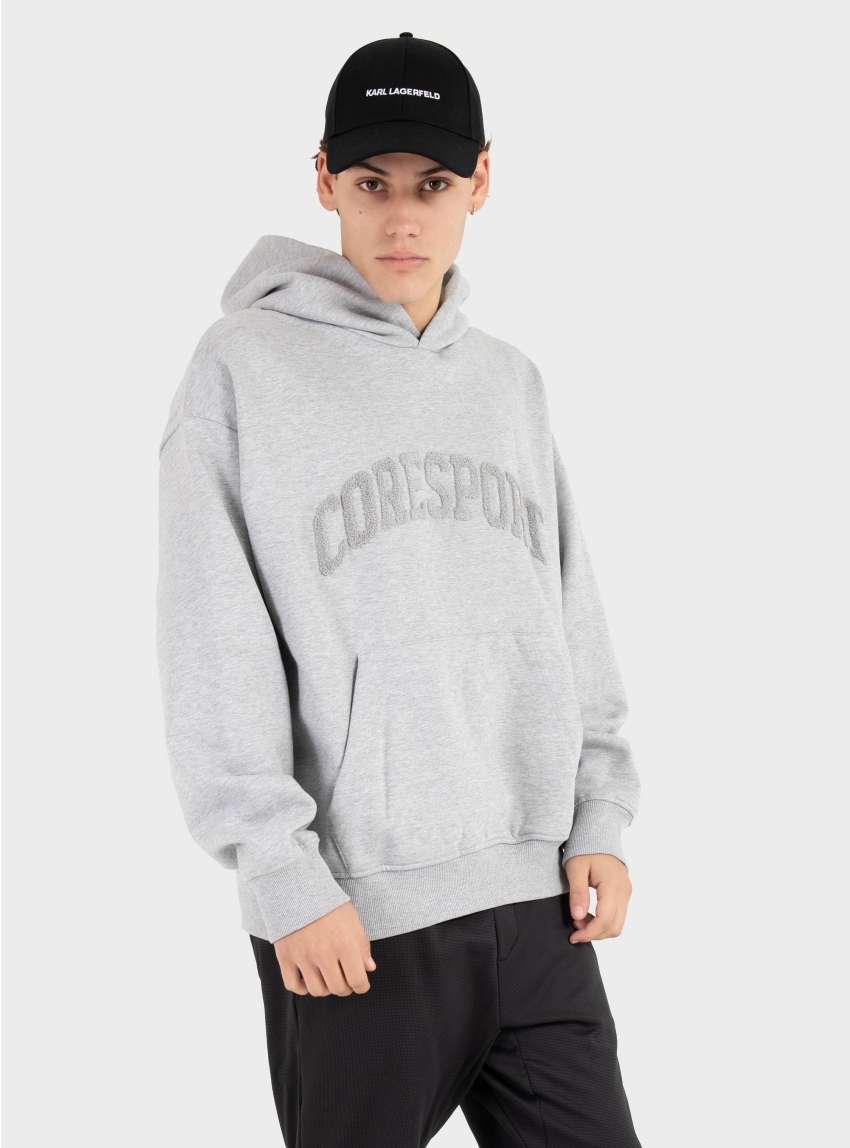 Jack & Jones Jcocover Clean Application Sweat Hoodie - Light Grey Melange