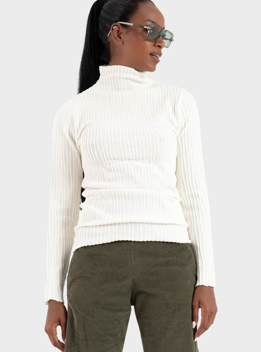 Ioanna Kourbela Knit Nervure Long Sleeve Blouse  - Off White