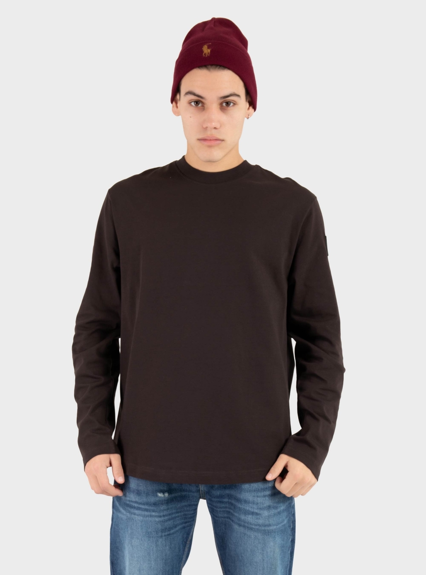 Karl Lagerfeld Jeans Reg Long Sleeve Curved Hem Tee - Brown