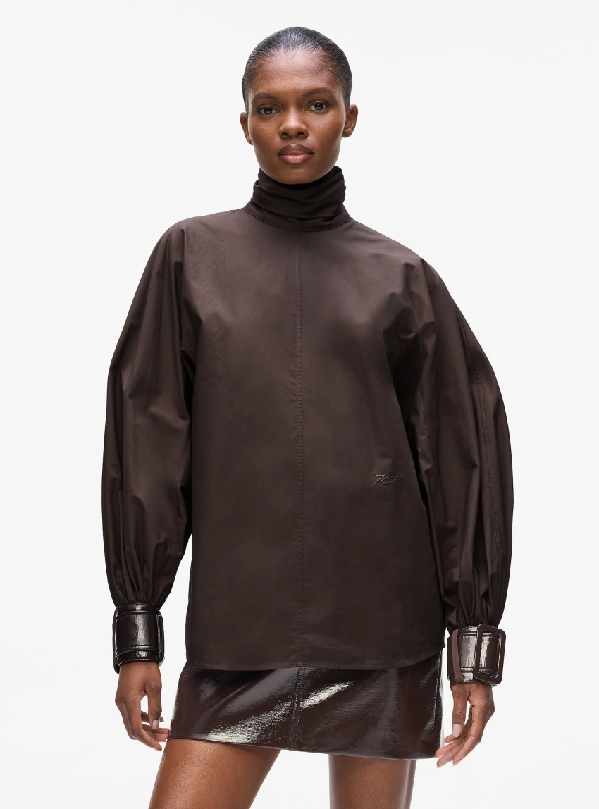 Karl Lagerfeld Balloon Sleeve Blouse - Brown