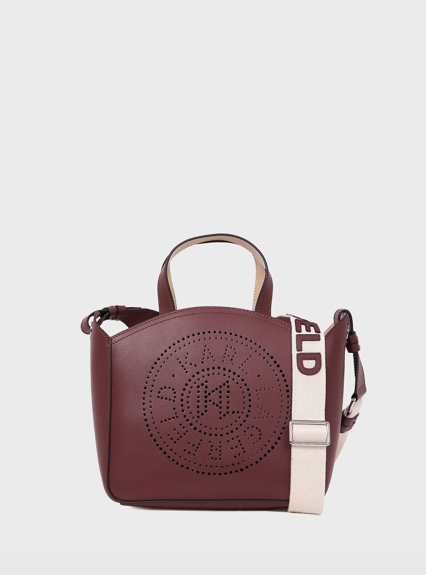 Karl Lagerfeld K/Circle Perforated Small Tote Bag - Bordeaux