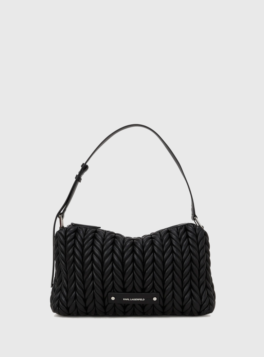 Karl Lagerfeld K/Weave Medium Shoulder Bag - Black