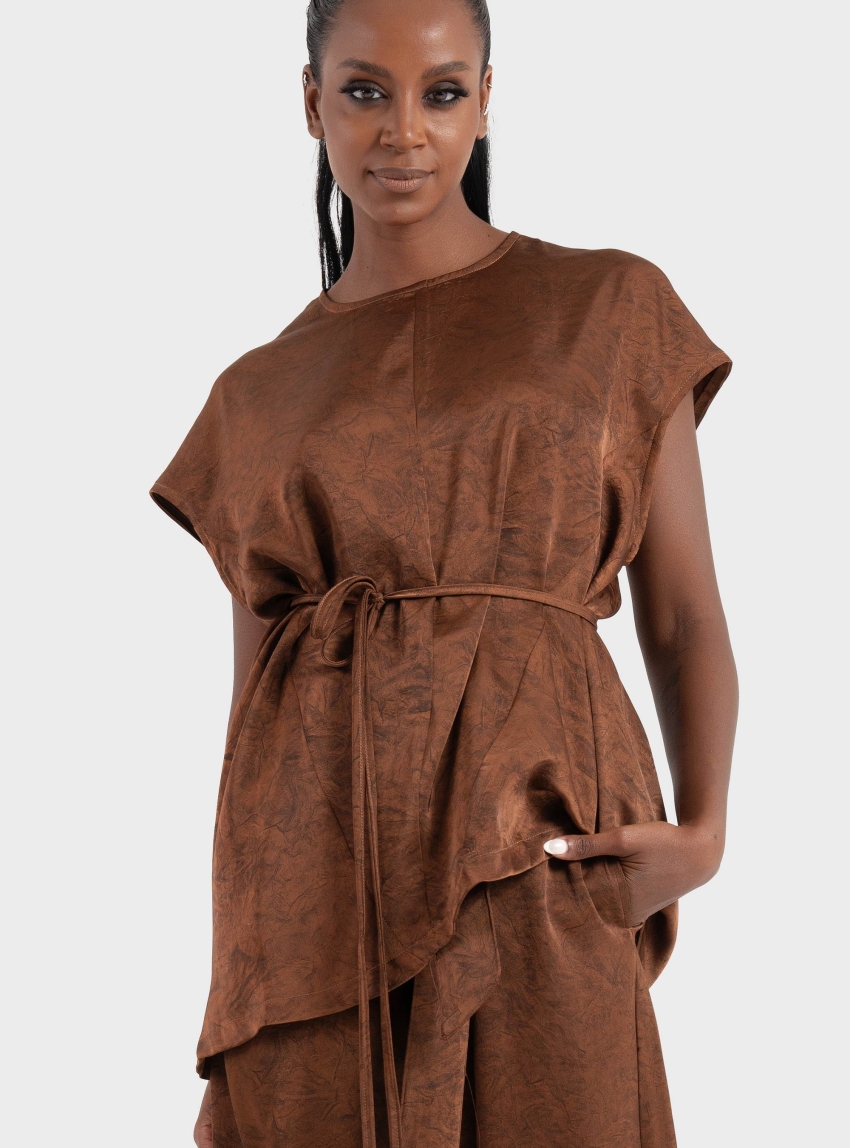 Black & Black  Blouse - Brown