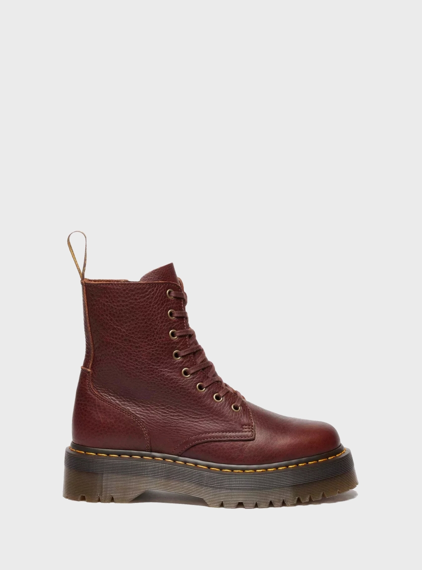 Dr Martens Jadon Soft Ambassador Leather Platform Boots - Rust Brown