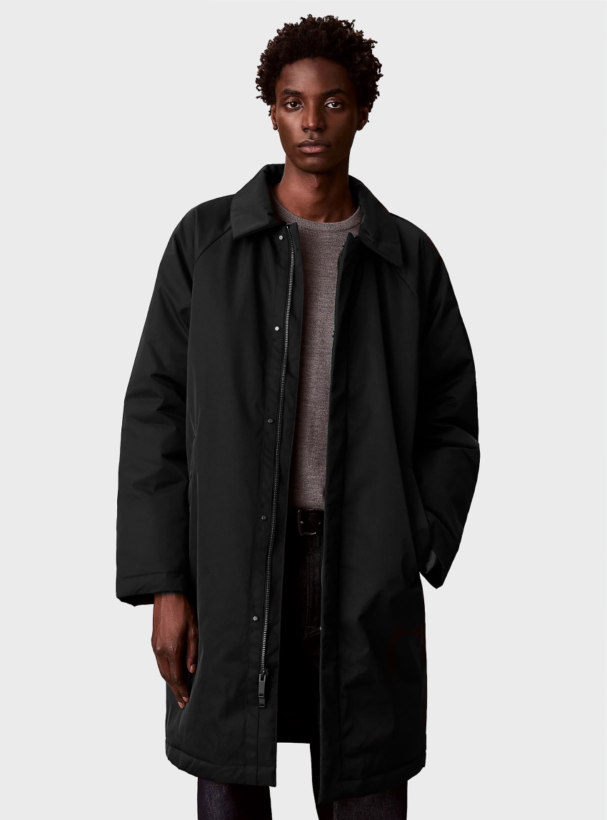 Calvin Klein Long Filled Car Coat - Black