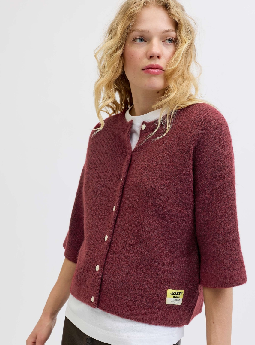 JJXX Evi Knitted Cardigan - Bordeaux