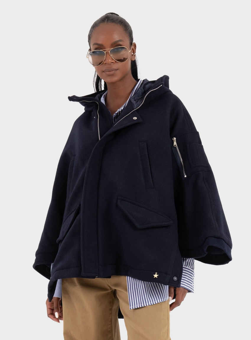 Souvenir Short Hooded Coat - Blue