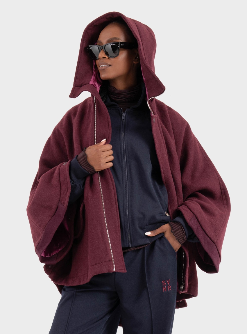 Souvenir Short Hooded Coat - Bordeaux