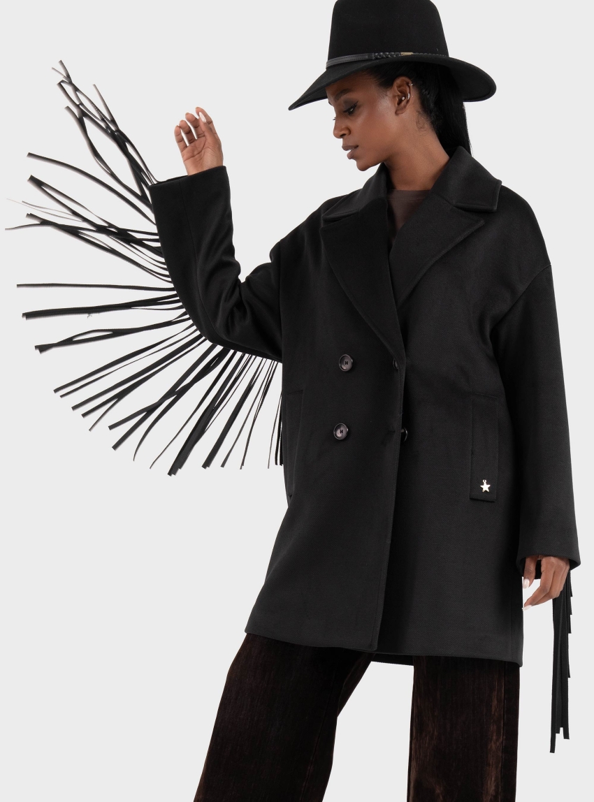 Souvenir Fringe Coat - Black