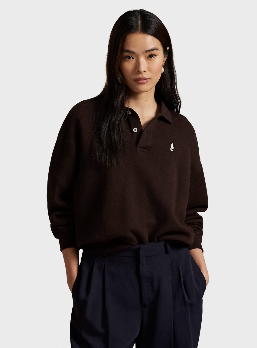 Polo Ralph Lauren Lightweight Fleece Long-Sleeve Polo - Brown
