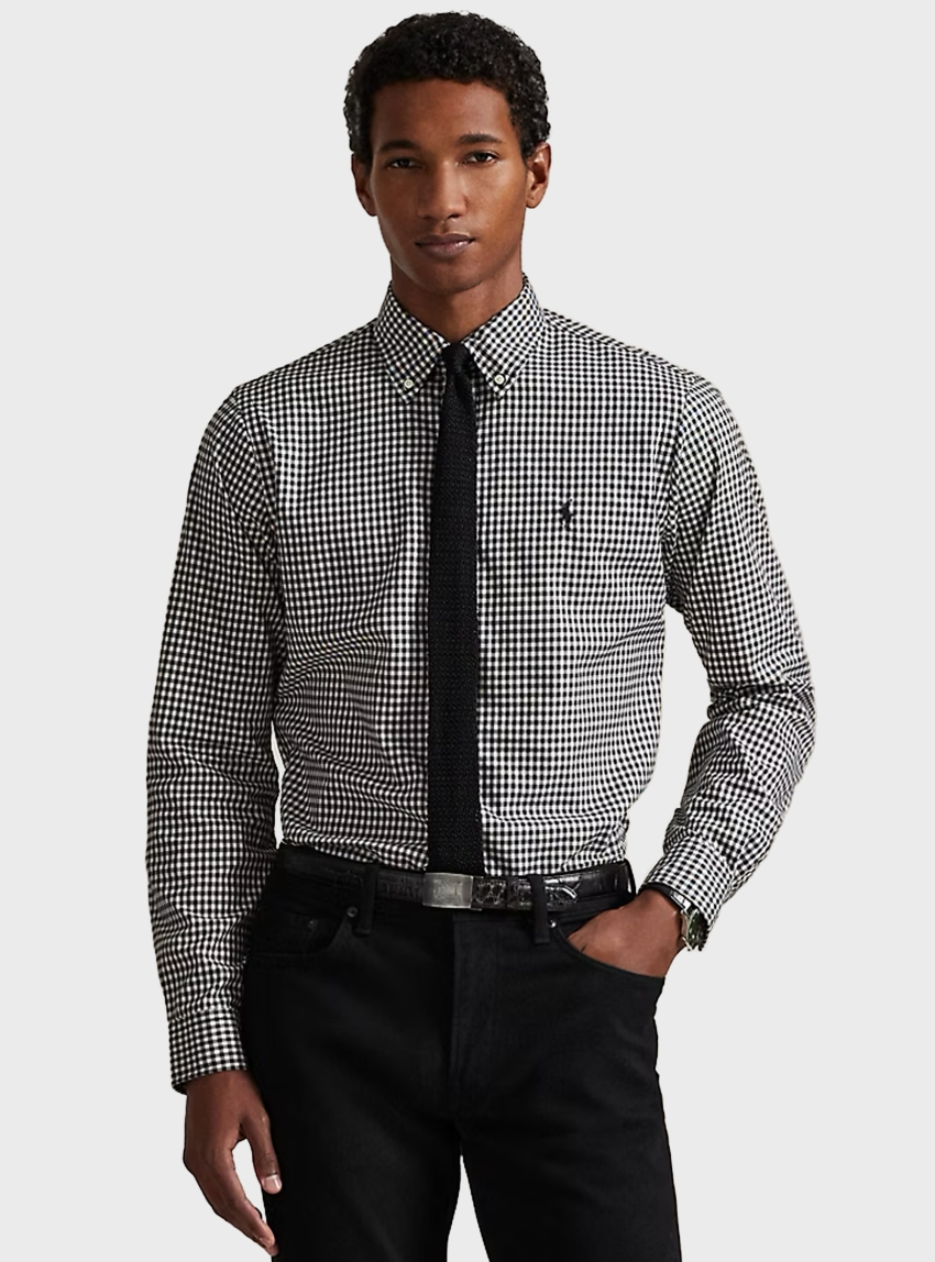 Polo Ralph Lauren Custom Fit Plaid Twill Shirt - Black & White