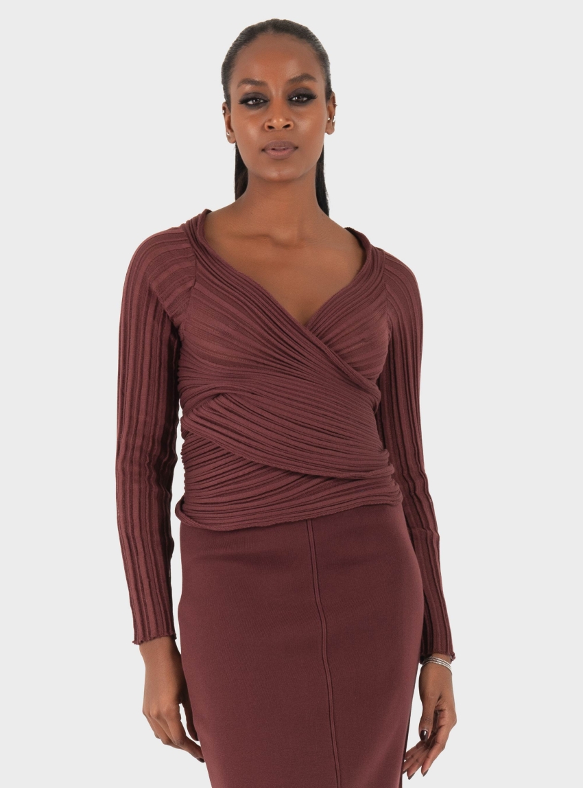 Ioanna Kourbela Wrap Cardigan 2550 – Archetypes - Bordeaux