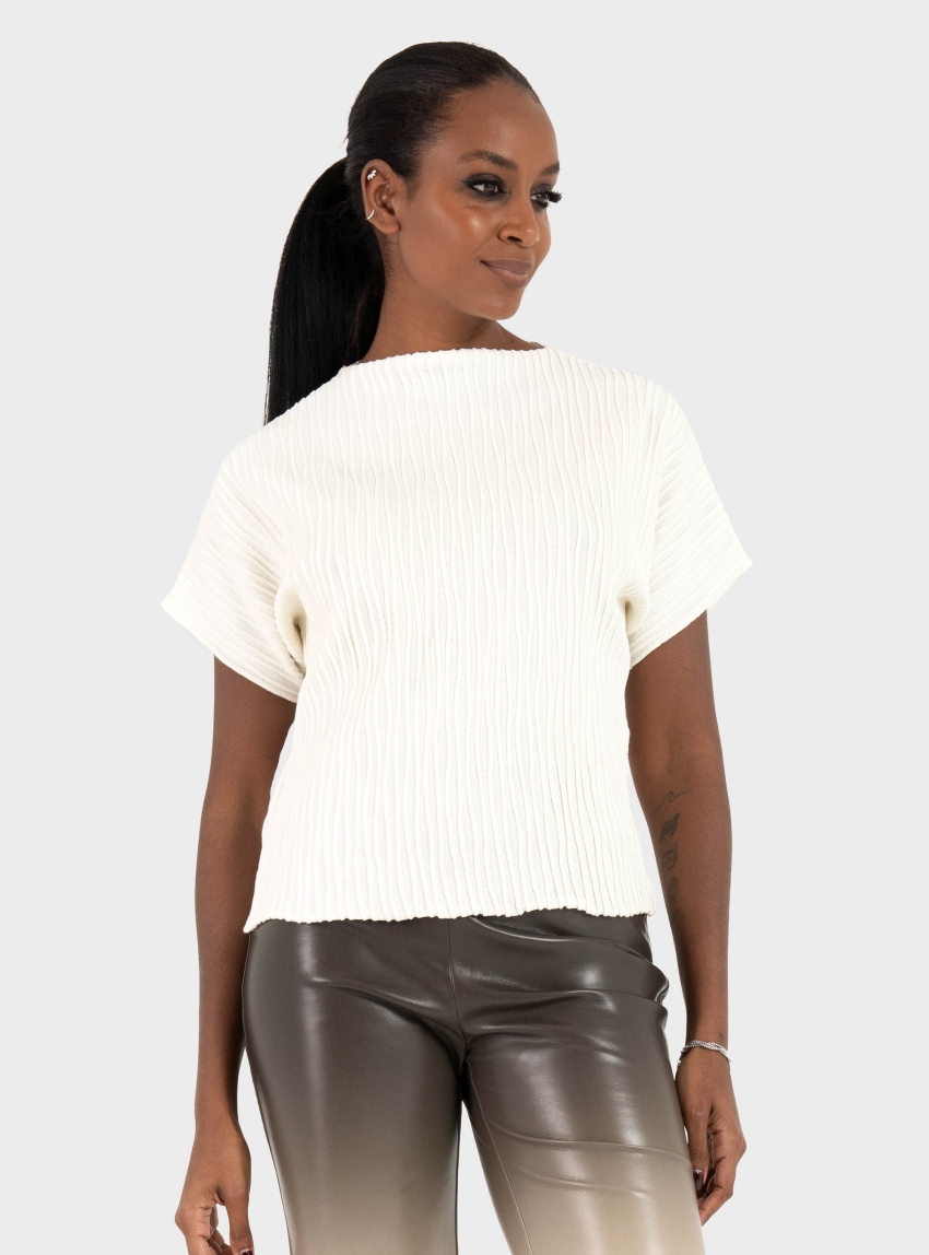 Ioanna Kourbela Knit Crop Top – Knit Nervure - Ecru