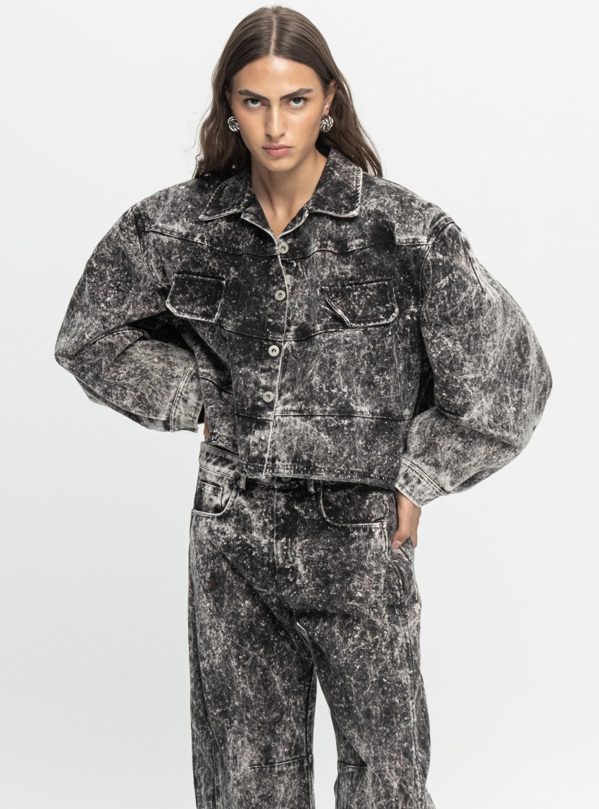 Black & Black  DENIM JACKET - Black