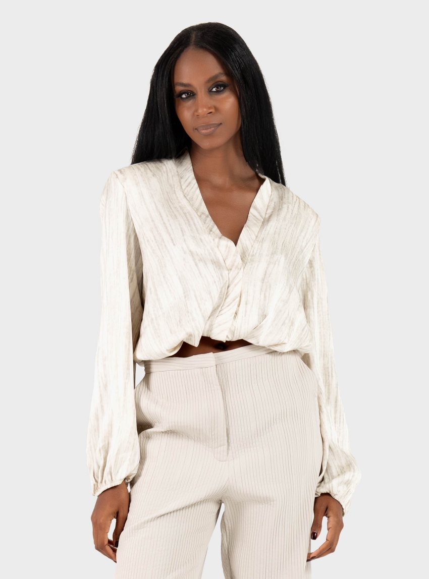 Black & Black  CROP BLOUSE - Cream