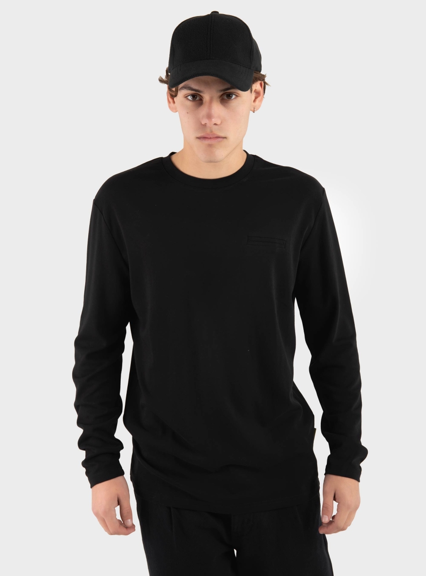 Gianni Lupo Loose Fit Long Sleeve Tee - Black