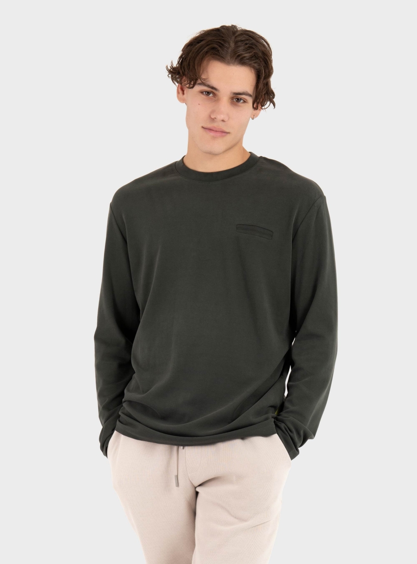 Gianni Lupo Loose Fit Long Sleeve Tee - Dark Green