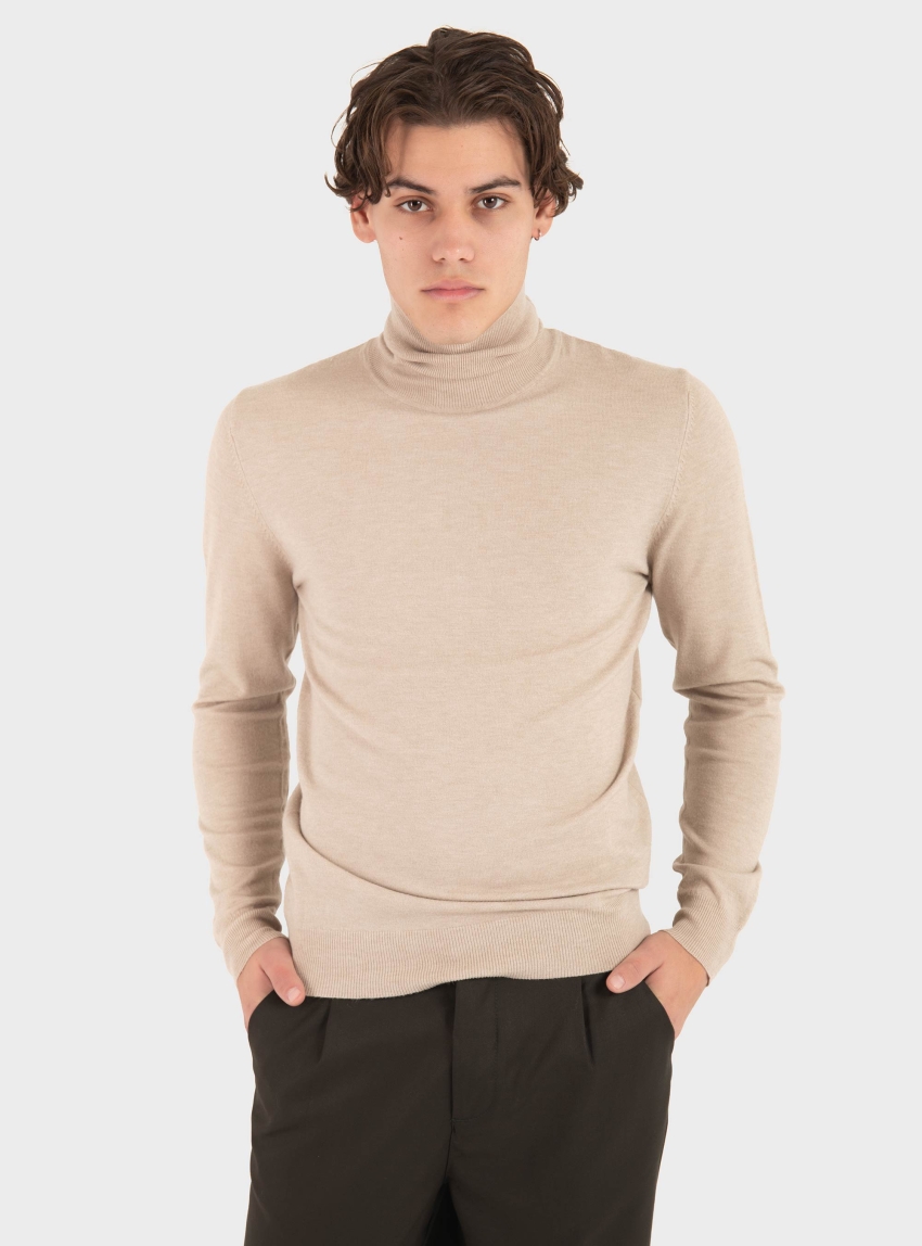 Gianni Lupo Roll Neck Knit - Camel