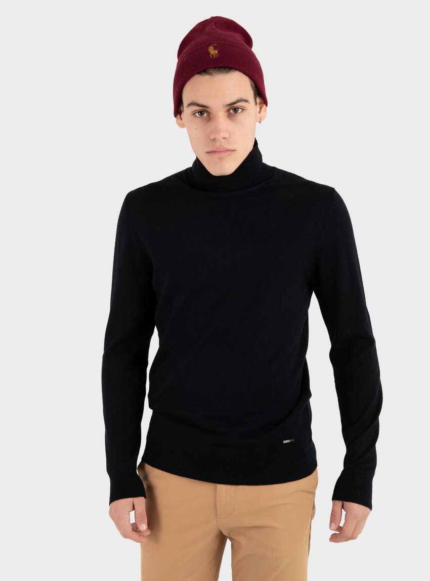 Gianni Lupo Roll Neck Knit - Black