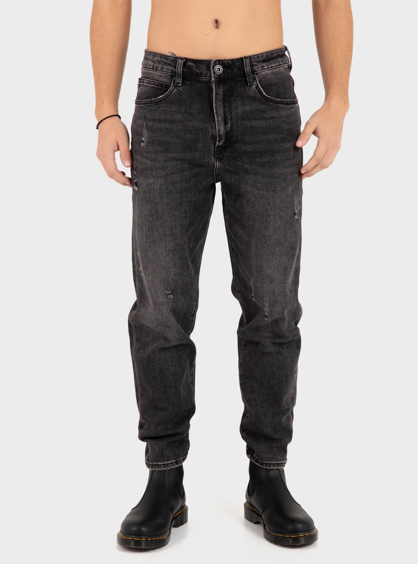 Gianni Lupo Tapered Fit Jeans - Black Denim