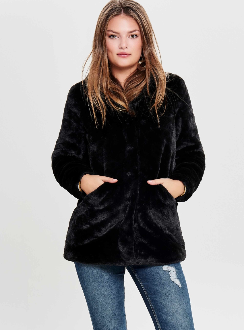 Only Vida Faux Fur Coat - Black