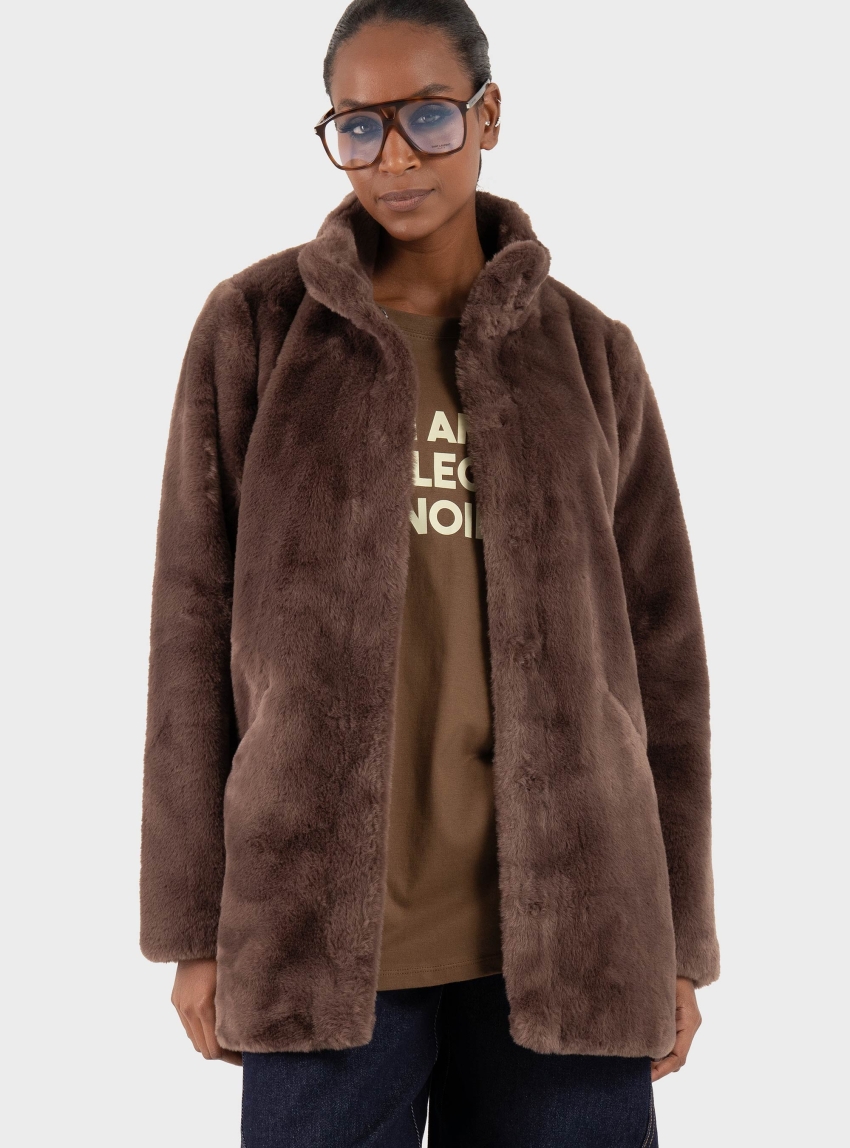 Only Vida Faux Fur Coat - Brown