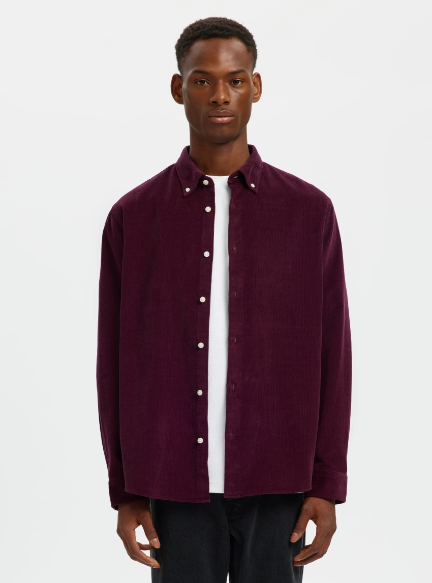 Selected Regdanni Corduroy Shirt - Bordeaux