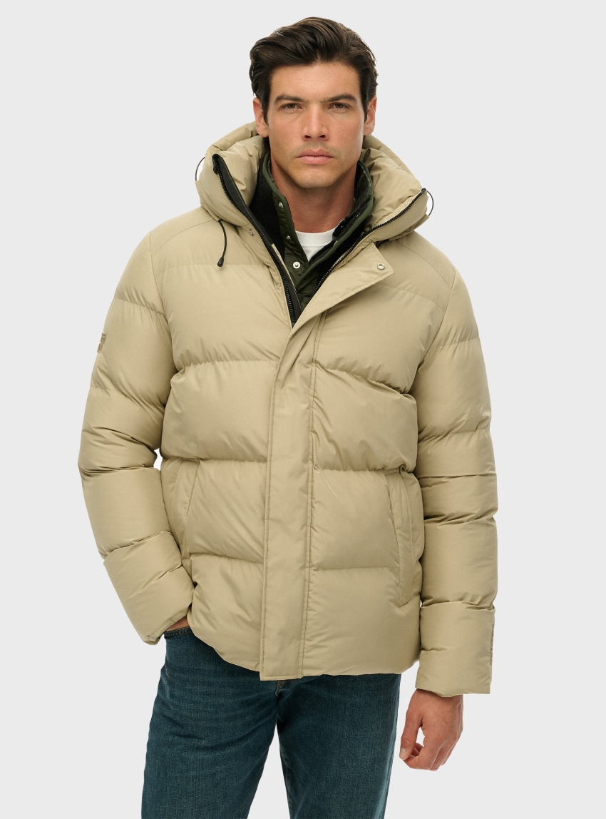 Superdry Hooded 5 Baffle Sports Puffer Jacket - Beige