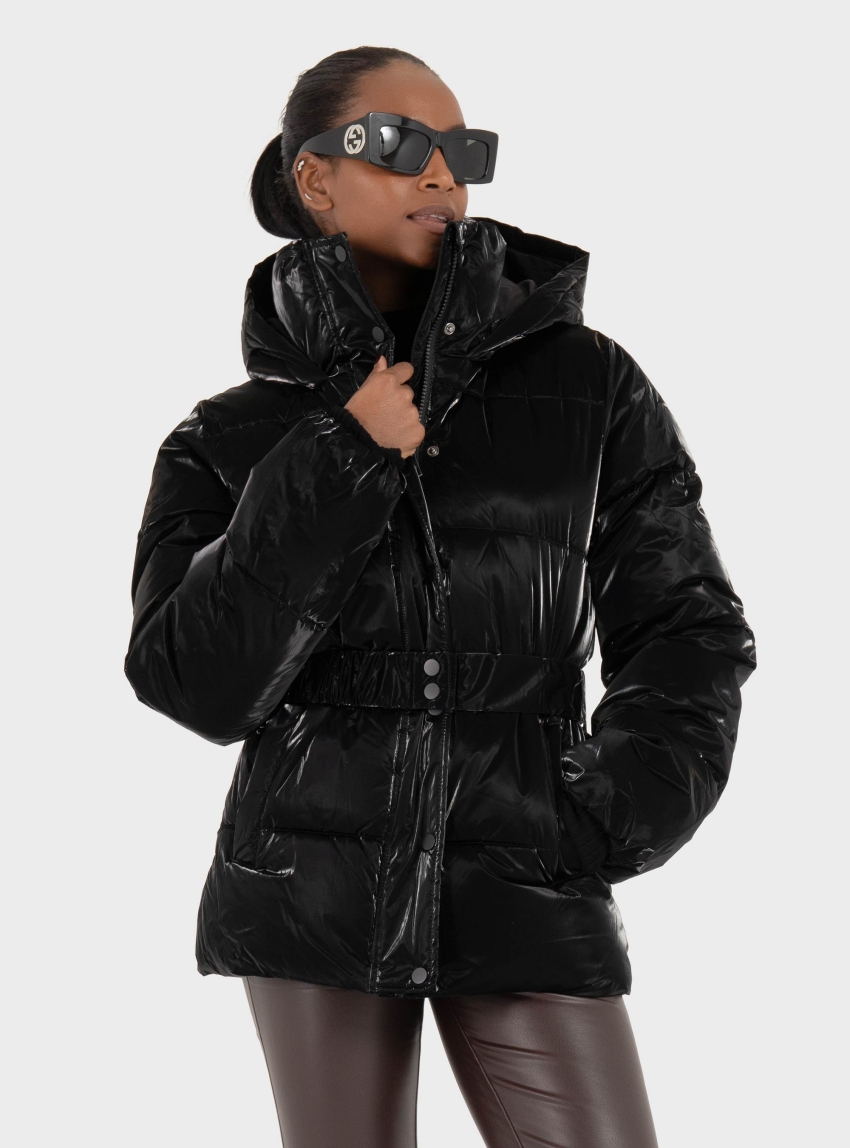 Only Airy Belted Puffer Jacket - Black