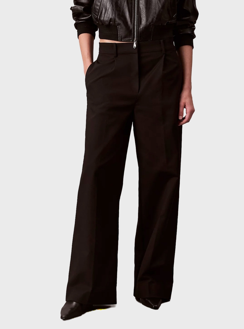 Calvin Klein Wide Leg Chino Trousers - Black
