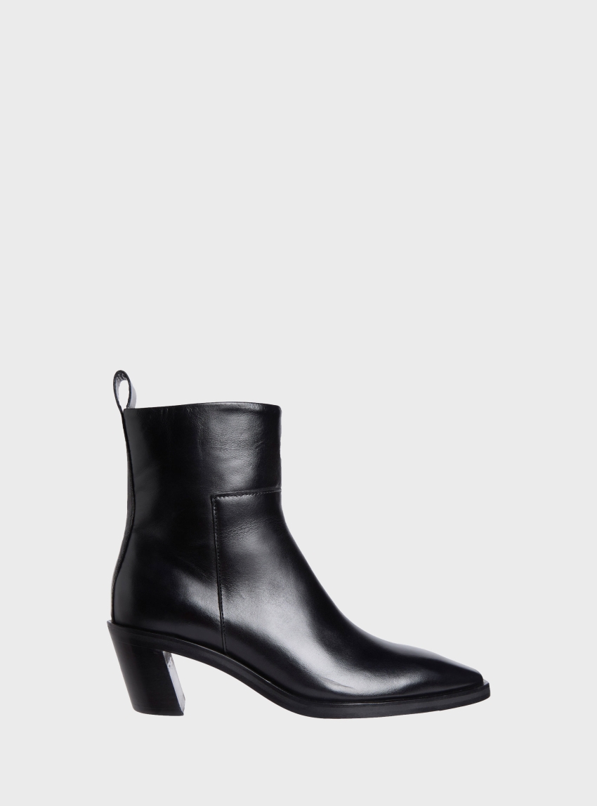 Calvin Klein Leather Ankle Zip Cowboy Boots - Black
